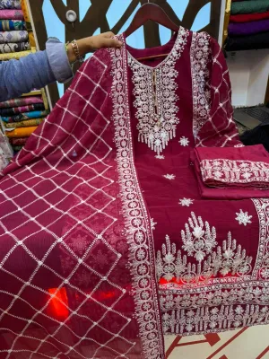 Chiffon Georgette Embroidered Party Dress